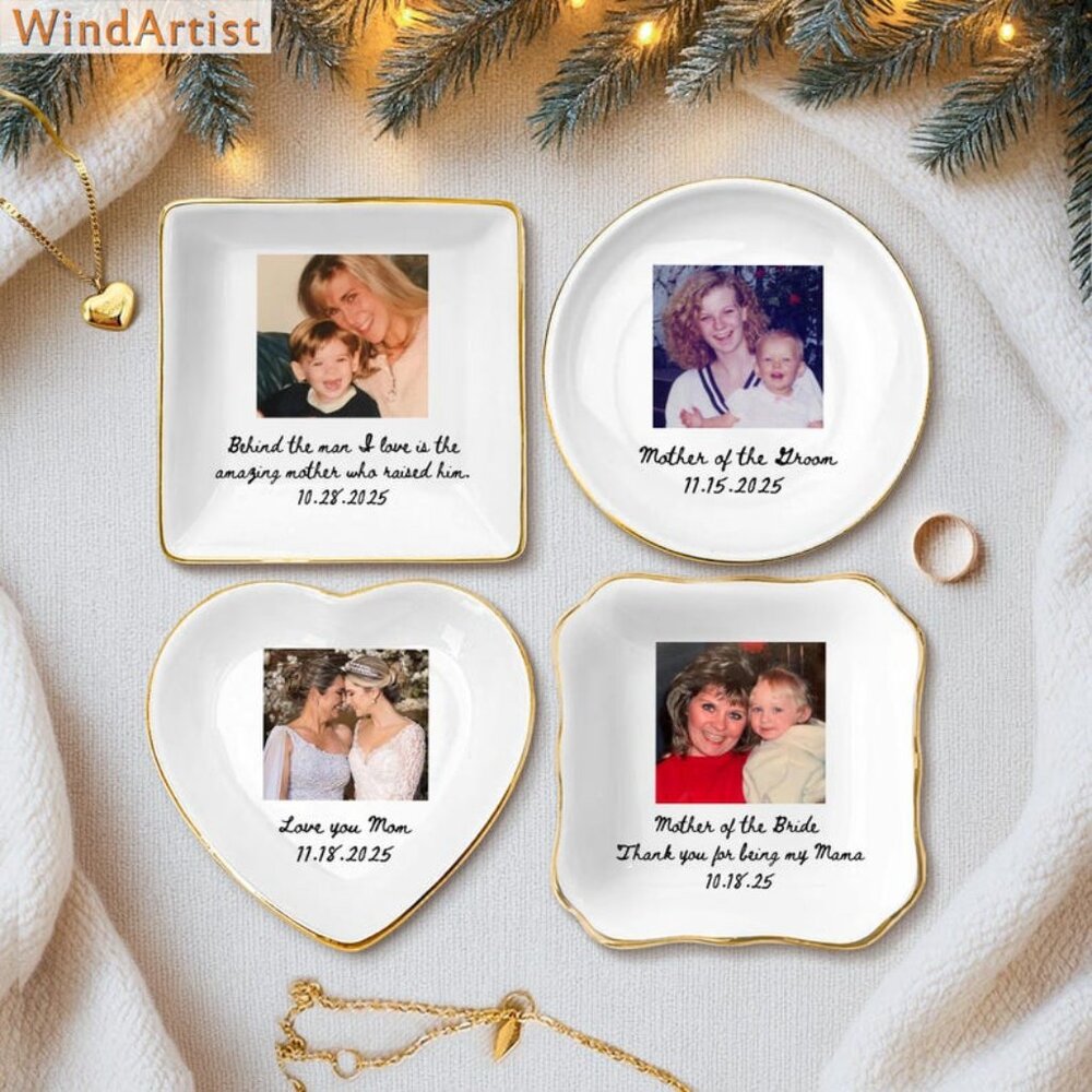 Custom Photo Mother of The Groom Jewelry Dish, Mother of The Bride Jewelry plate